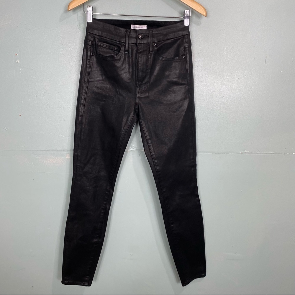 Good American Good Legs Coated Black Sz 2
